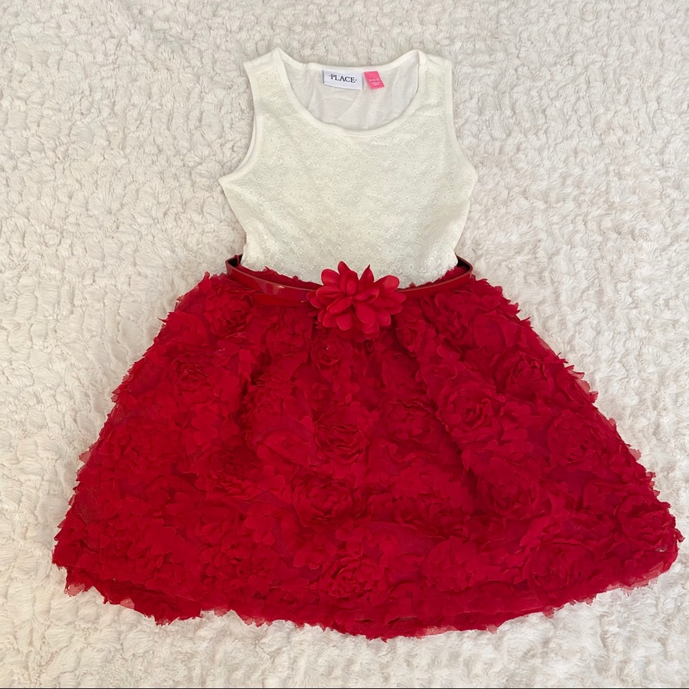 Girls Cream & Red Dress